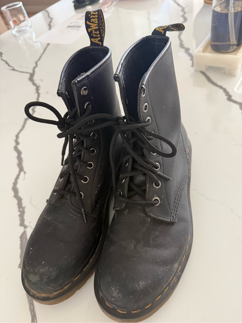 Dr Martens women’s black leather lace up boots